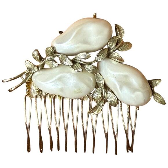 Bridal White Silver Hair Comb Wedding Leaf Hairpiece Clips Vintage Jewelry main image 5